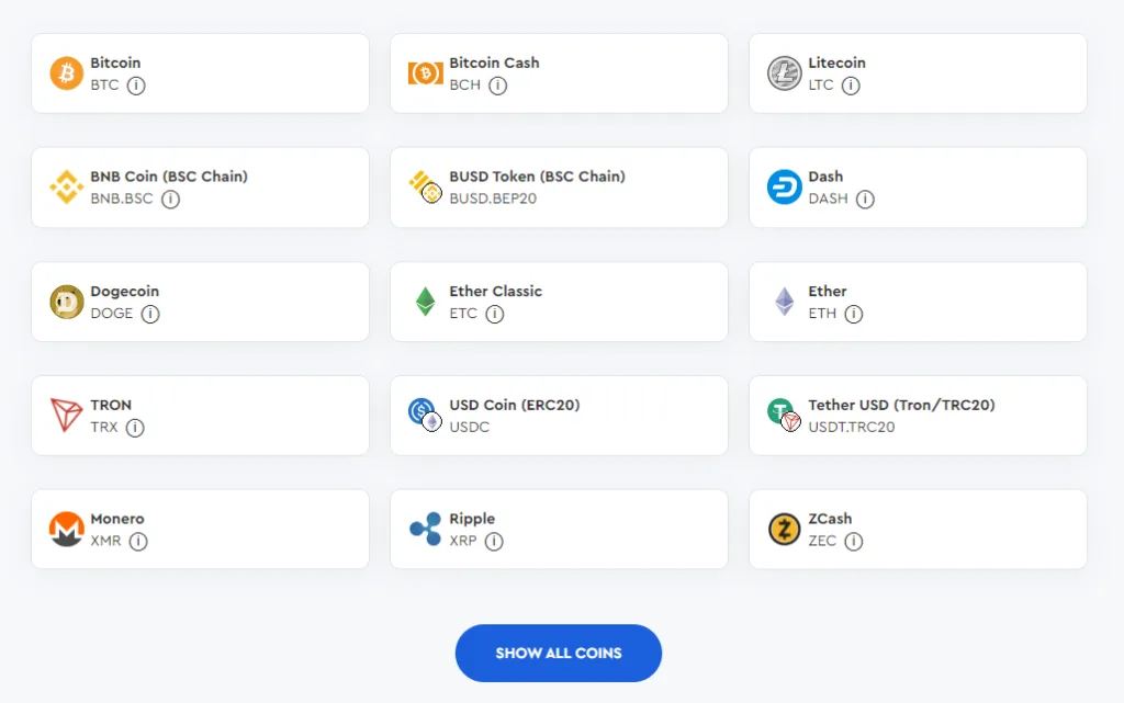 CoinPayments-Show All Coins
