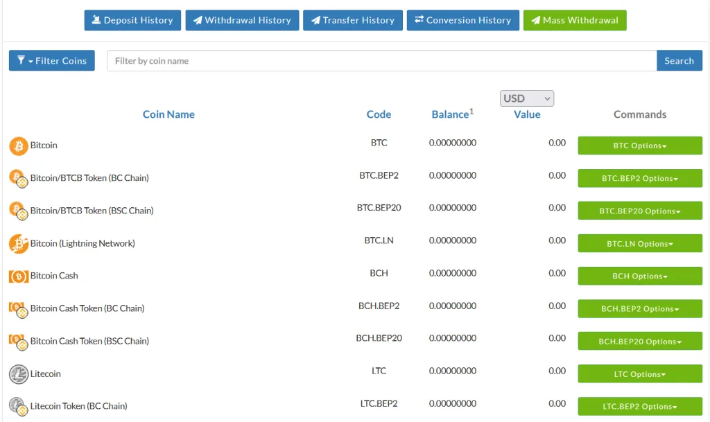 CoinPayments-Coin Name and the code