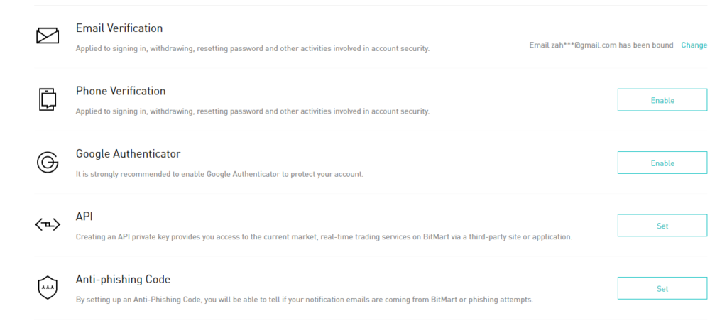 BitMart security features