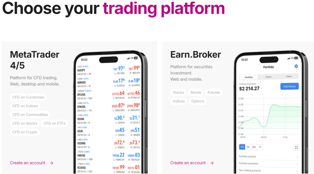 Earn Choose your trading platform