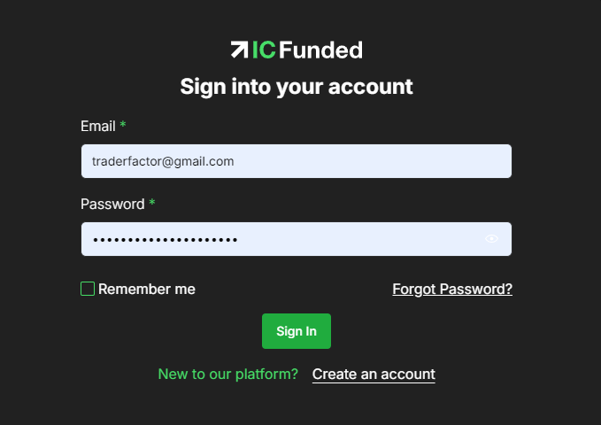 IC Funded Sign into your account