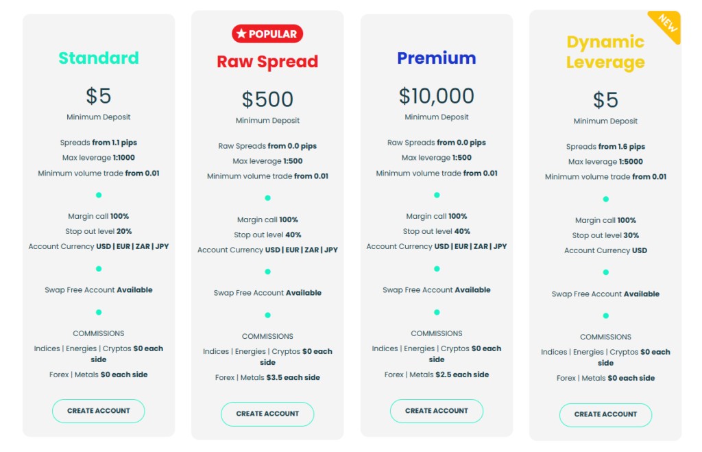 M4 Markets Account Types