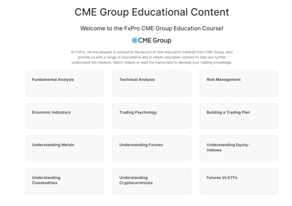 FxPro - Welcome to the FxPro CME Group Education Course