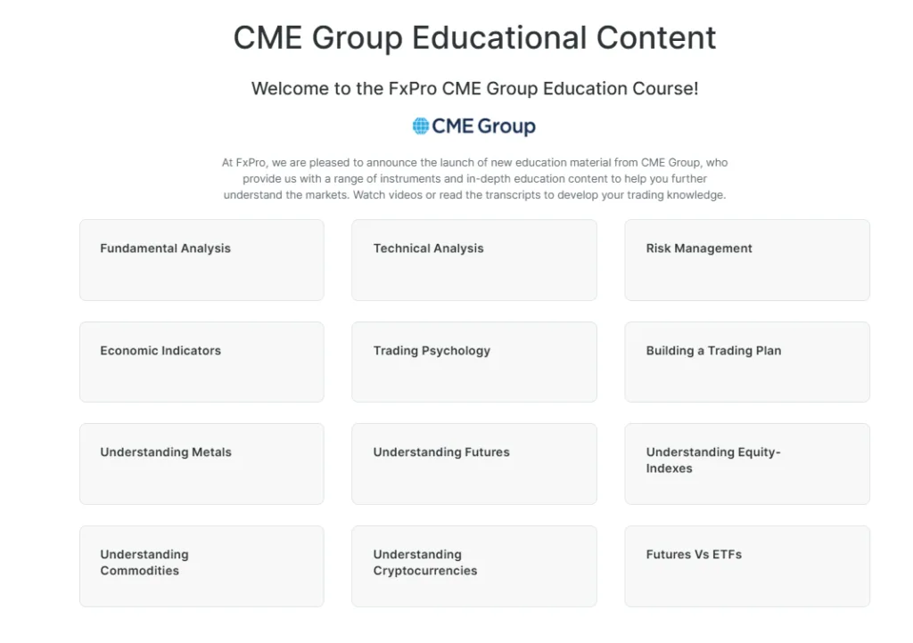 FxPro - Welcome to the FxPro CME Group Education Course