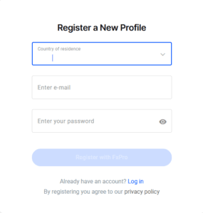FxPro - Account opening Register a New Profile