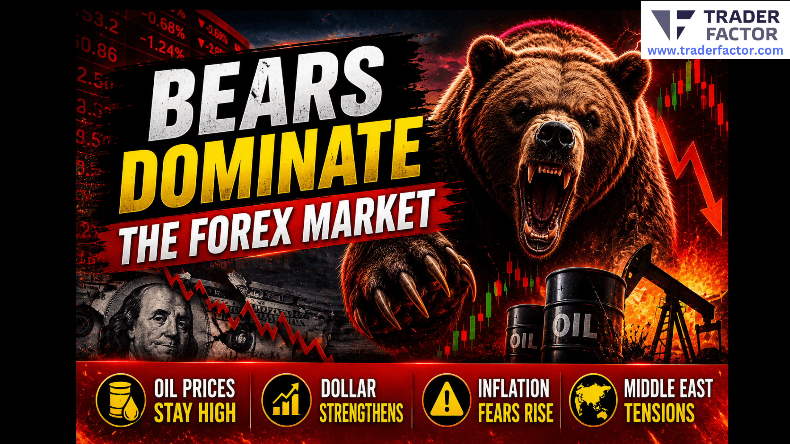 Bears Dominate the Forex Market As Dollar Strengthens and Oil Prices Stay Elevated