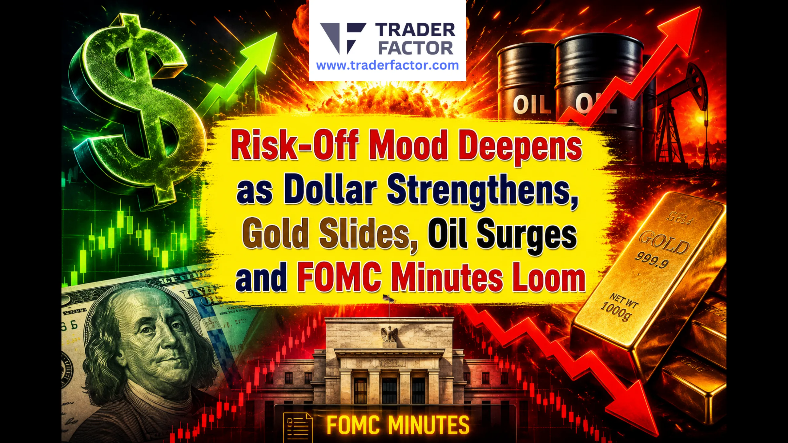 Risk-Off Mood Deepens as Dollar Strengthens, Gold Slides, Oil Surges and FOMC Minutes LoomRisk-Off Mood Deepens as Dollar Strengthens, Gold Slides, Oil Surges and FOMC Minutes Loom