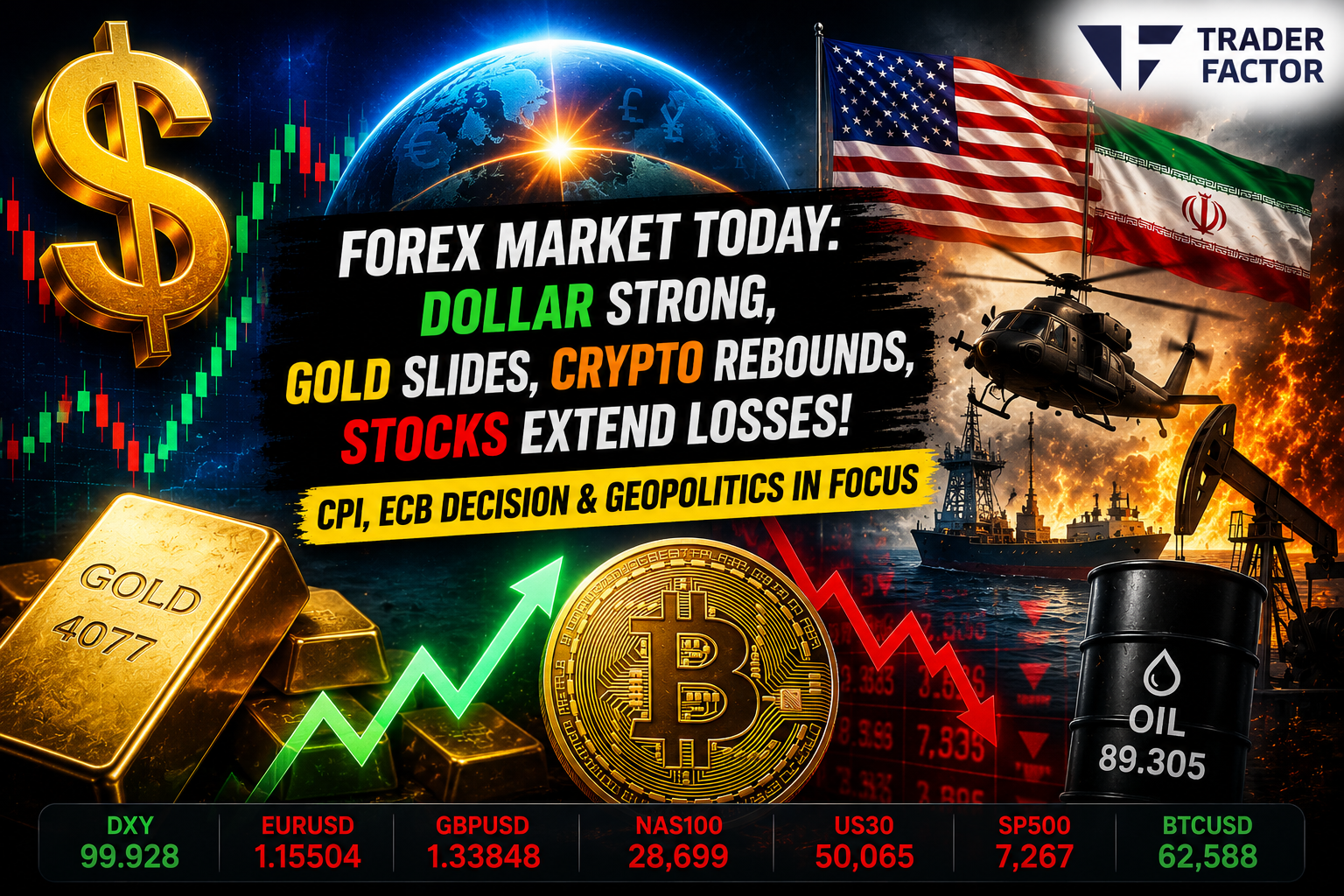 Forex Market Today Markets React as Dollar Holds Firm, Gold Slides, Crypto Rebounds and Stocks Extend Losses