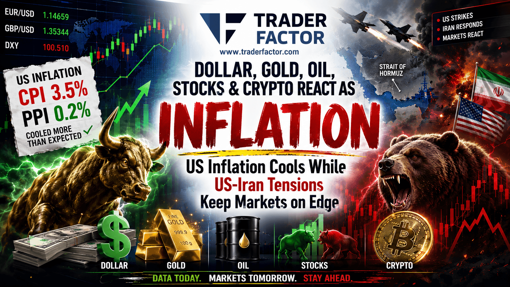 Forex Market Today Dollar, Gold, Oil, Stocks & Crypto React as US Inflation Cools While US-Iran Tensions Keep Markets on Edge