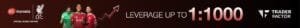EC Markets promotional banner advertising leverage up to 1:1000, featuring Liverpool FC players and TraderFactor.