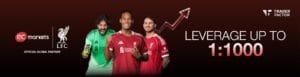 EC Markets promotional banner highlighting leverage up to 1:1000, featuring Liverpool FC players and TraderFactor.