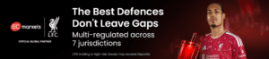 EC Markets and Liverpool FC promotional banner highlighting multi-regulation across seven jurisdictions, official global partnership, and secure forex and CFD trading.