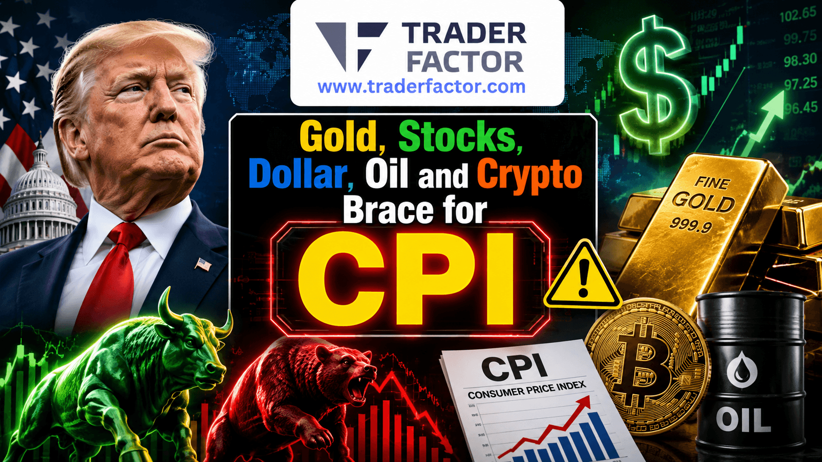 Gold, Stocks, Dollar, Oil and Crypto Brace for CPI as US-Iran Tensions Fuel Market Volatility