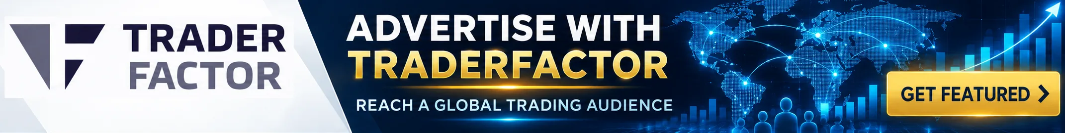 TraderFactor advertising banner inviting financial firms to reach a global trading audience