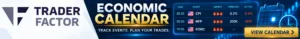 TraderFactor Economic Calendar banner showing high-impact events, forecasts and actual market data