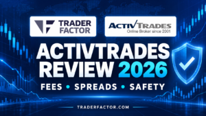 ActivTrades Review 2026: fees, spreads and safety, featuring the ActivTrades and TraderFactor logos.