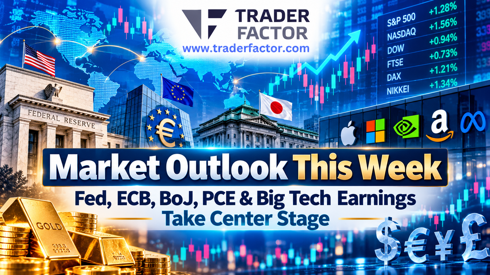 Market Outlook This Week: Fed, ECB, BoJ, PCE & Big Tech Earnings Take Center Stage